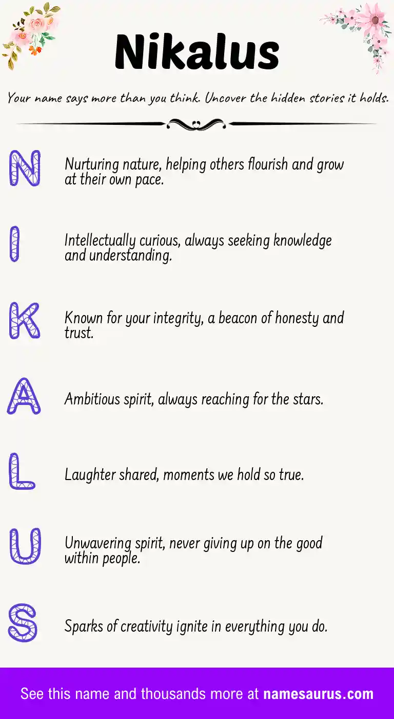 Acrostic poem about Nikalus.