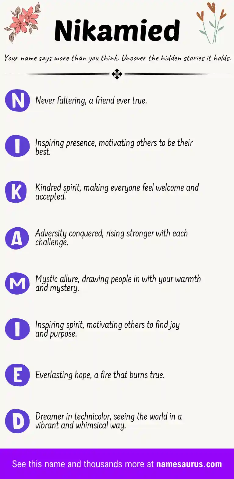Acrostic poem about Nikamied.