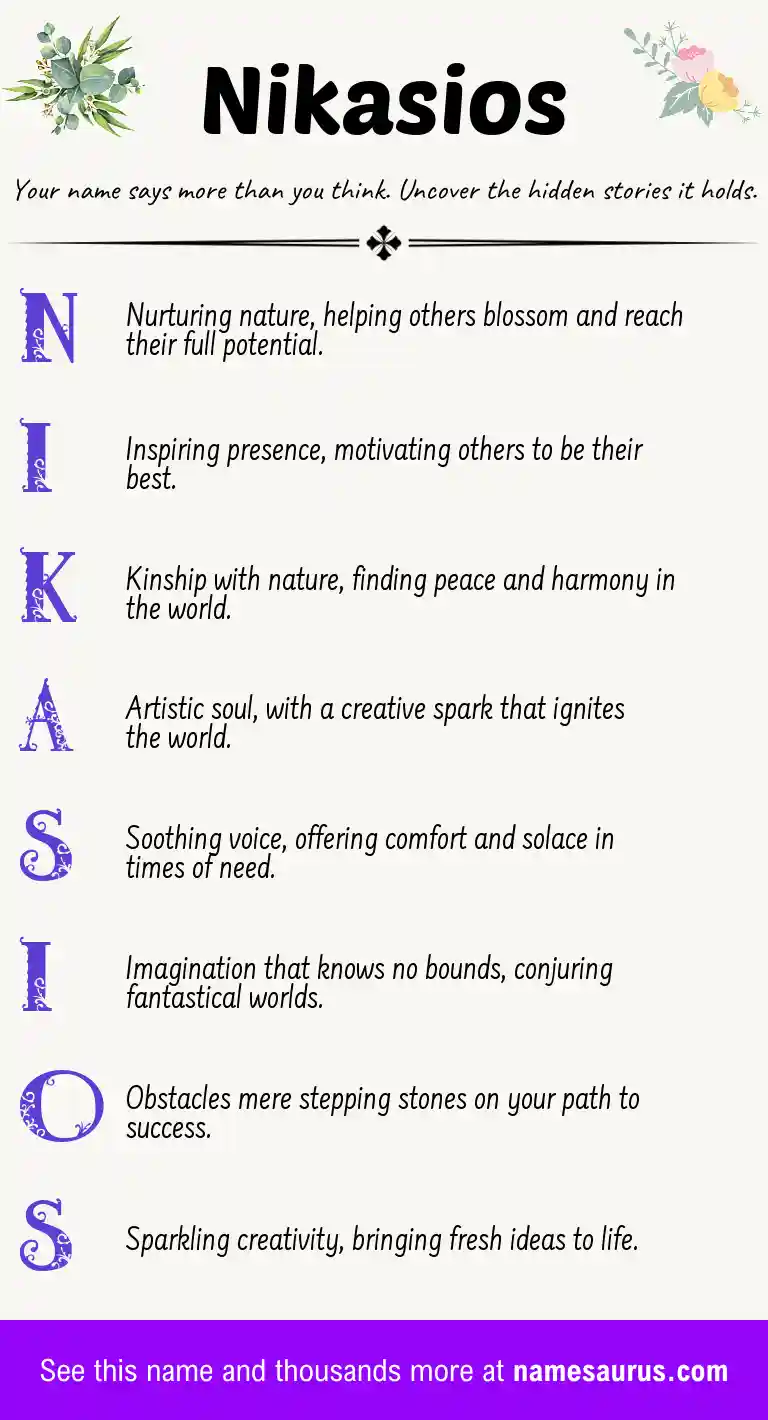 Acrostic poem about Nikasios.