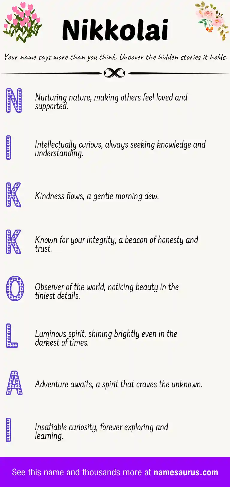 Acrostic poem about Nikkolai.