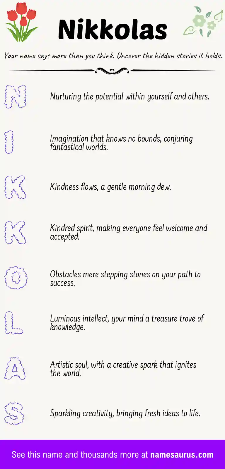 Acrostic poem about Nikkolas.