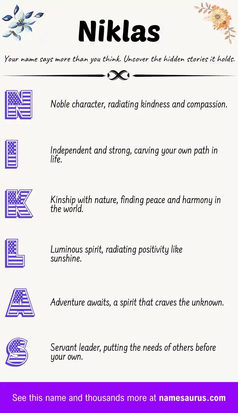 Acrostic poem about Niklas.