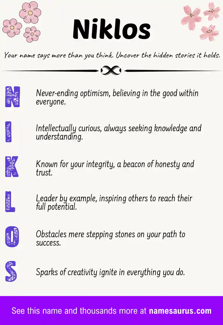 Acrostic poem about Niklos.