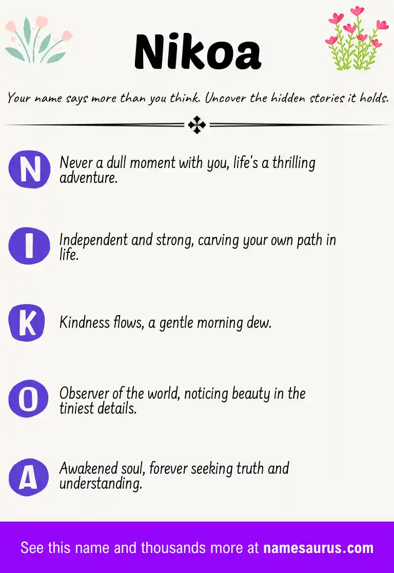 Acrostic poem about Nikoa.