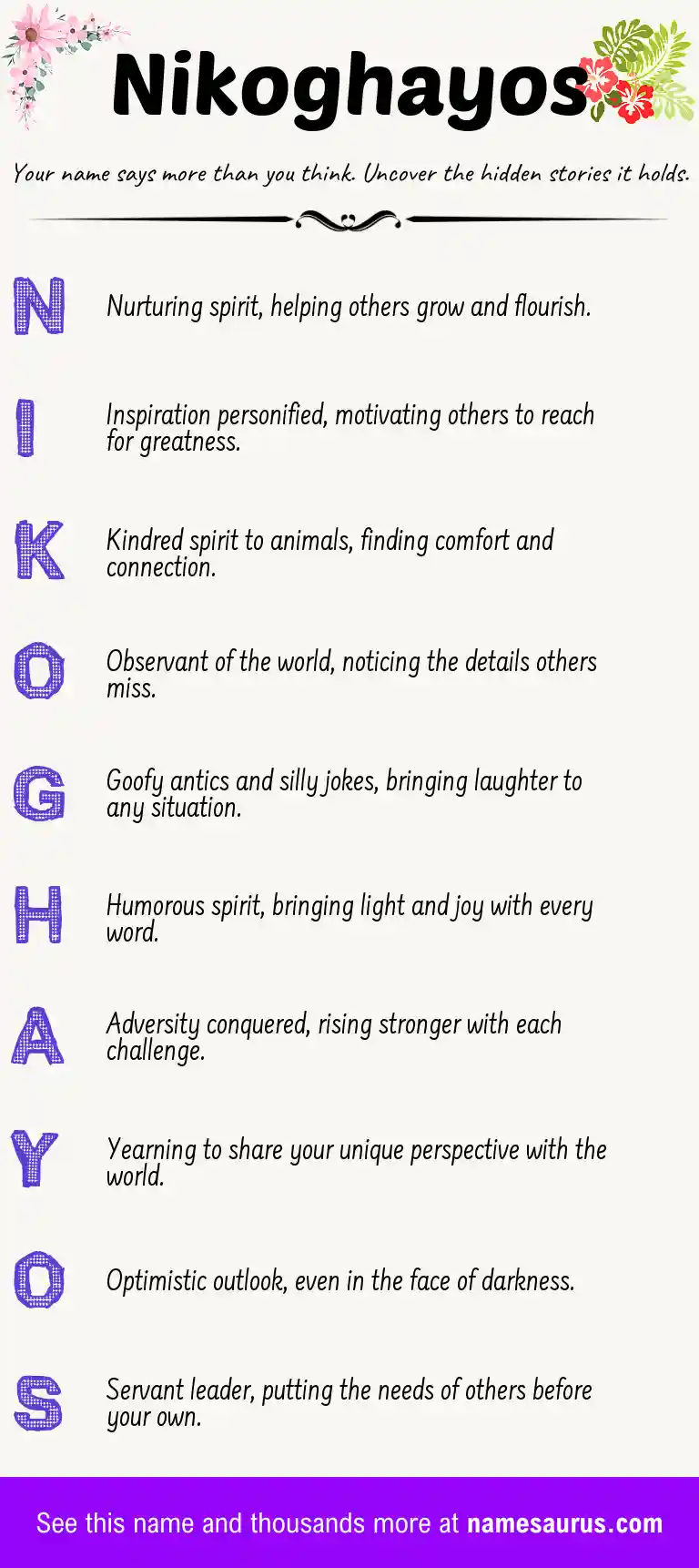 Acrostic poem about Nikoghayos.