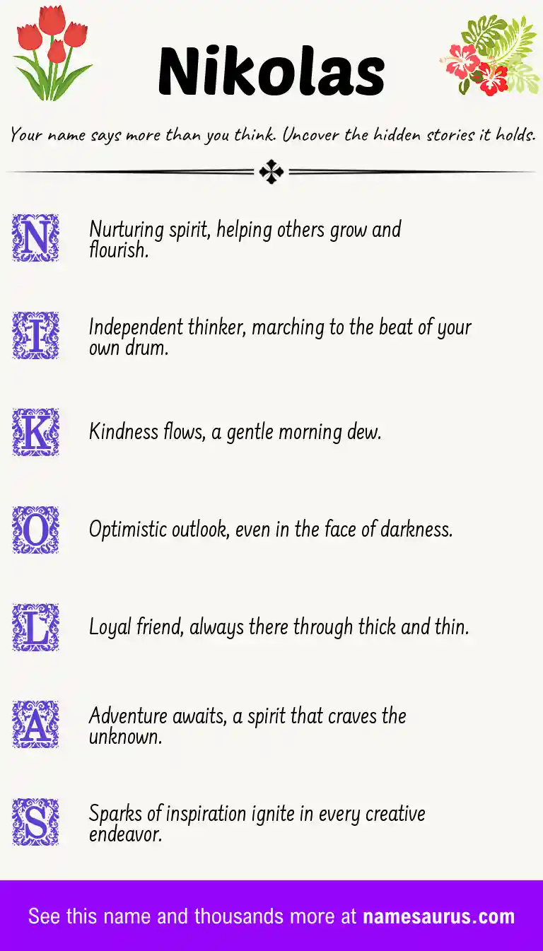 Acrostic poem about Nikolas.