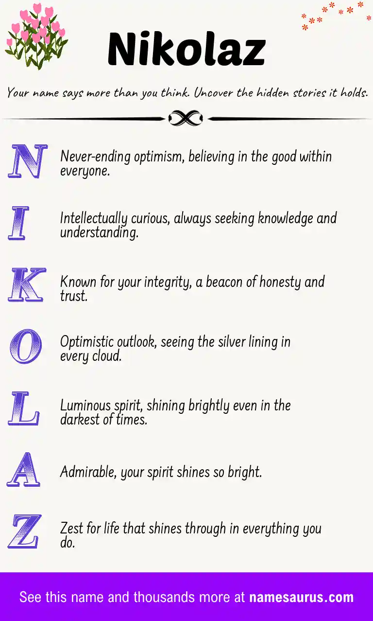 Acrostic poem about Nikolaz.
