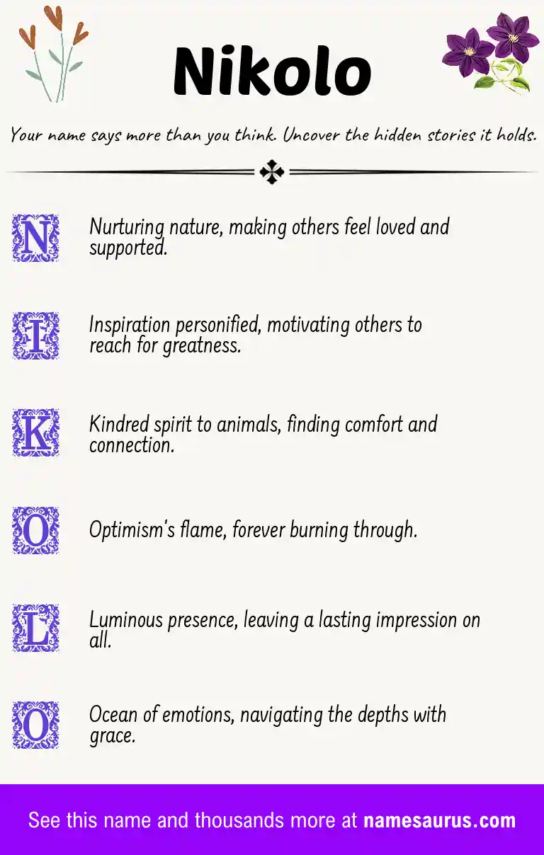 Acrostic poem about Nikolo.