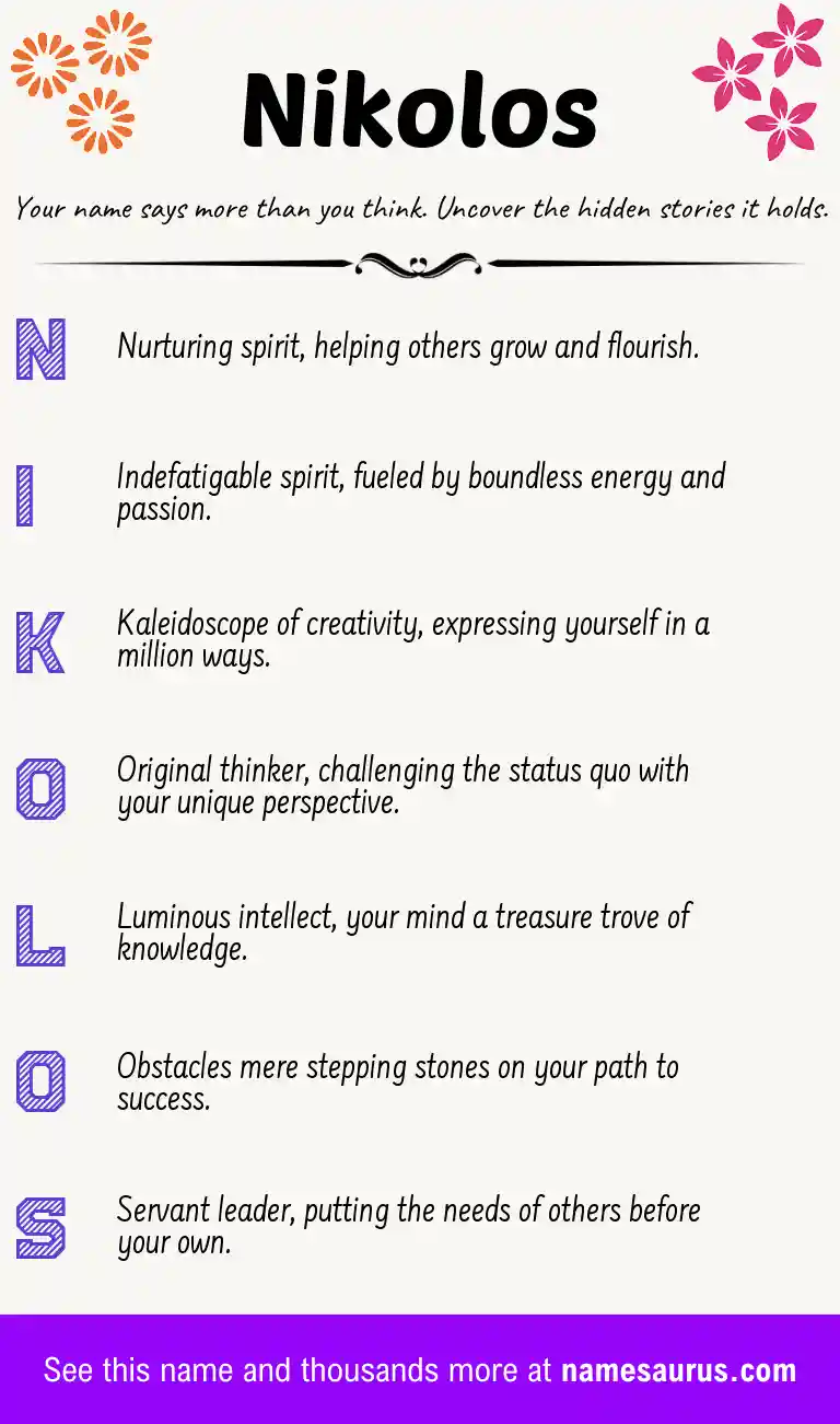 Acrostic poem about Nikolos.