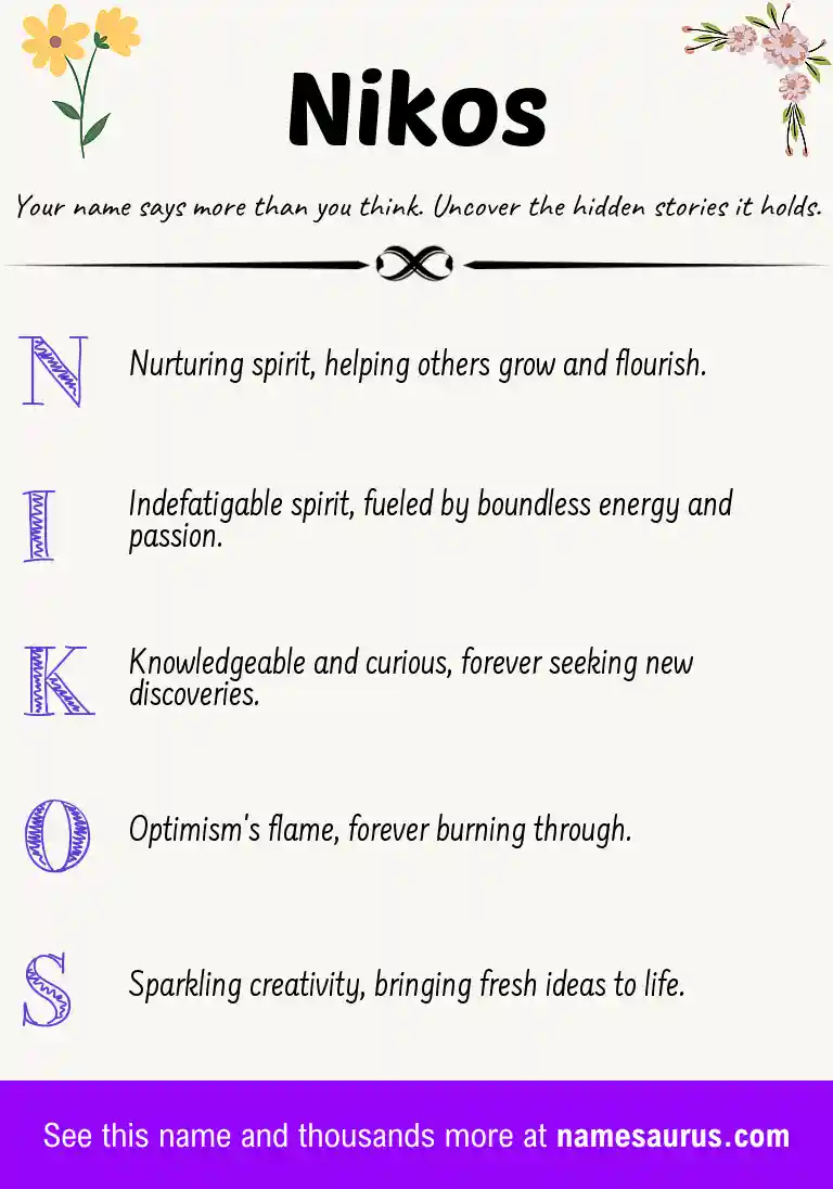 Acrostic poem about Nikos.