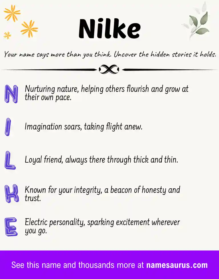 Acrostic poem about Nilke.