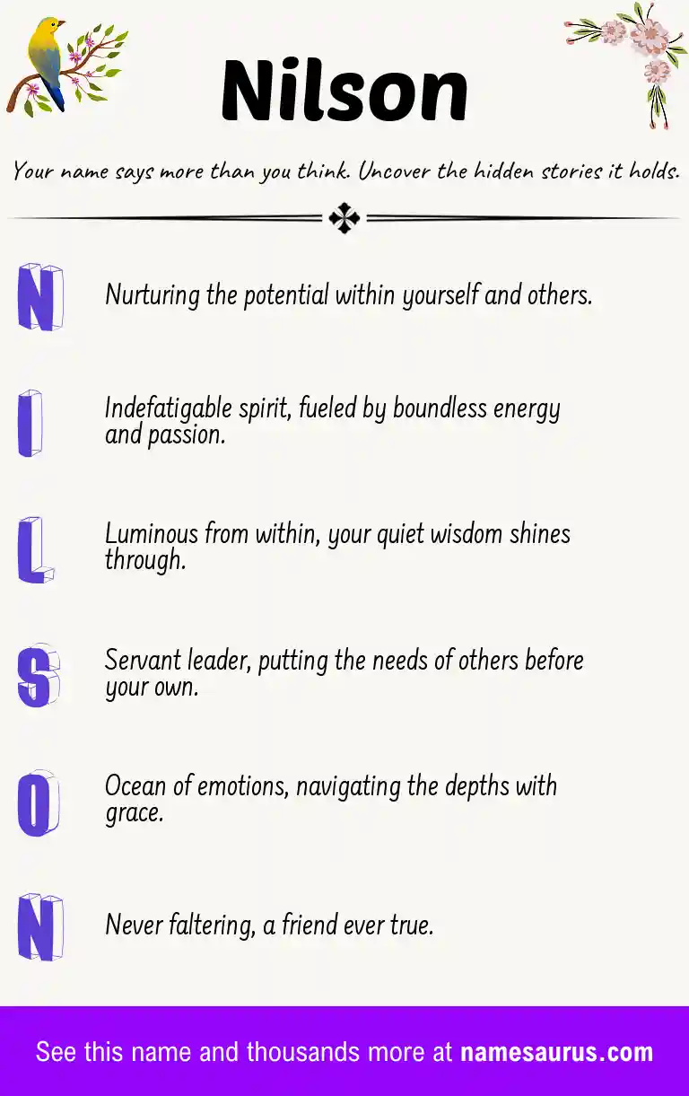 Acrostic poem about Nilson.