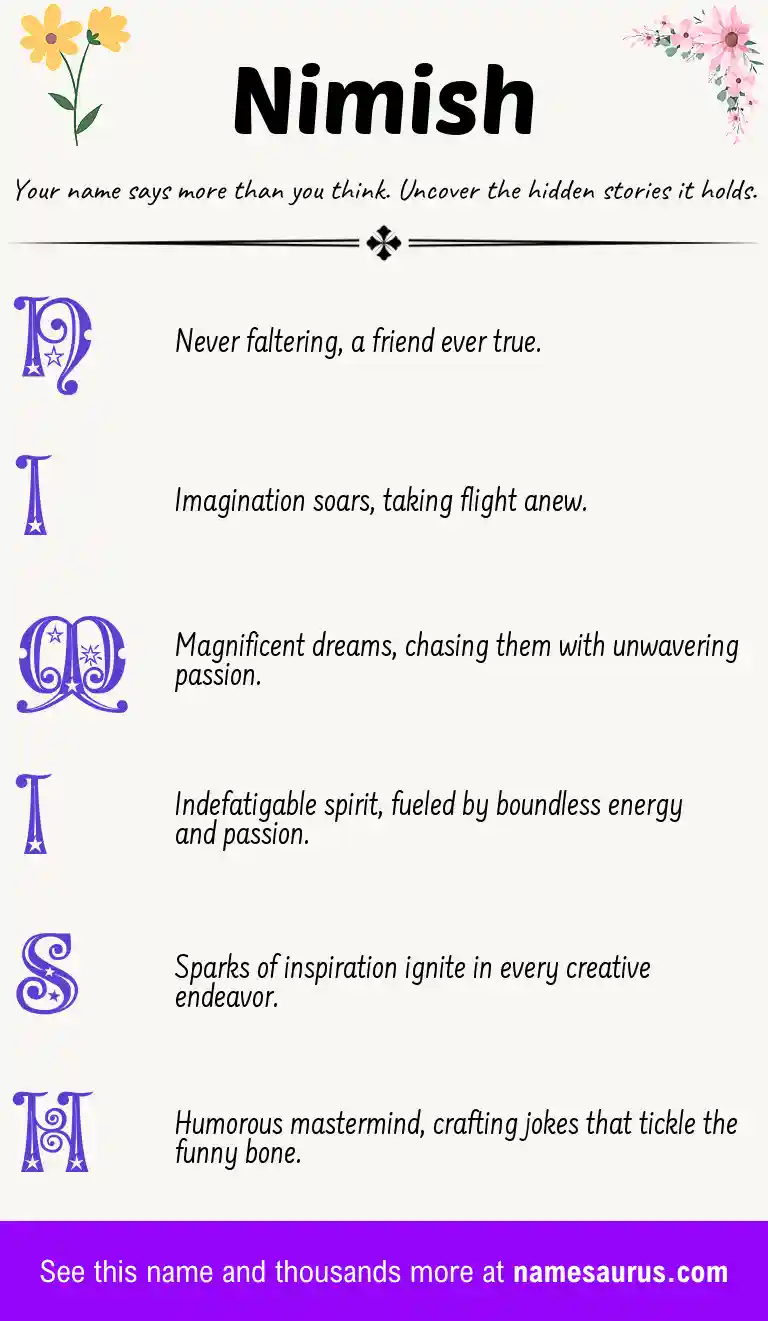 Acrostic poem about Nimish.