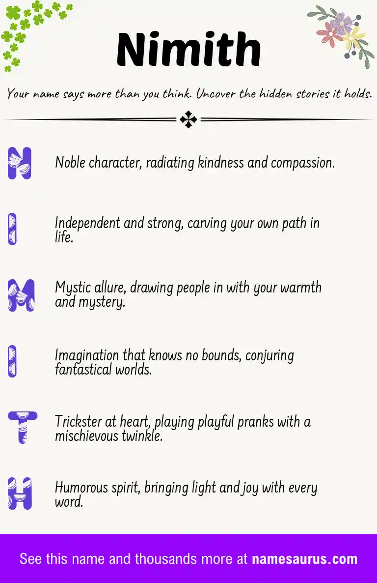 Acrostic poem about Nimith.