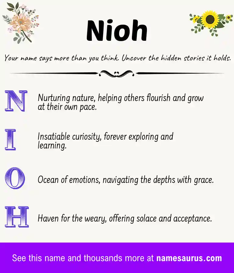 Acrostic poem about Nioh.