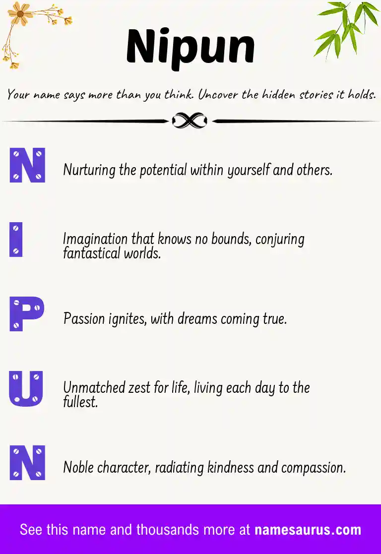 Acrostic poem about Nipun.