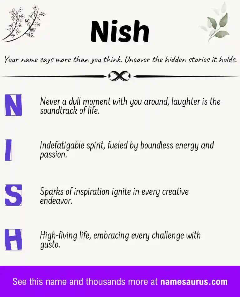 Acrostic poem about Nish.