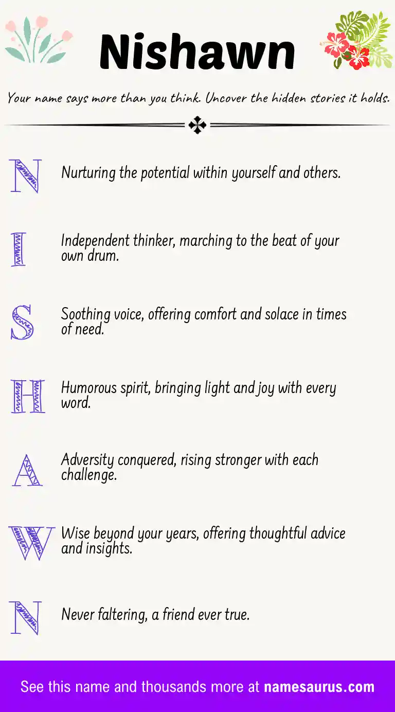 Acrostic poem about Nishawn.