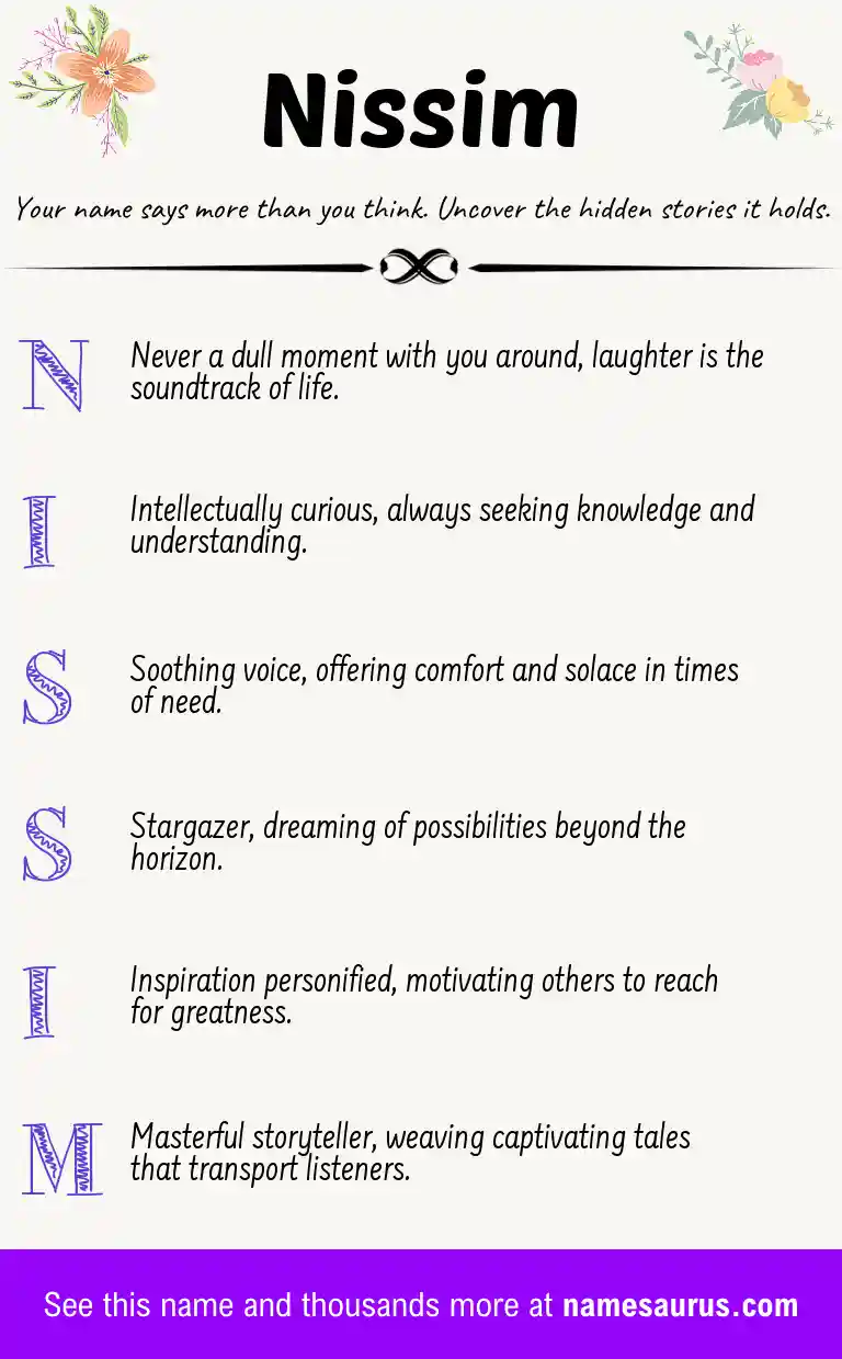 Acrostic poem about Nissim.