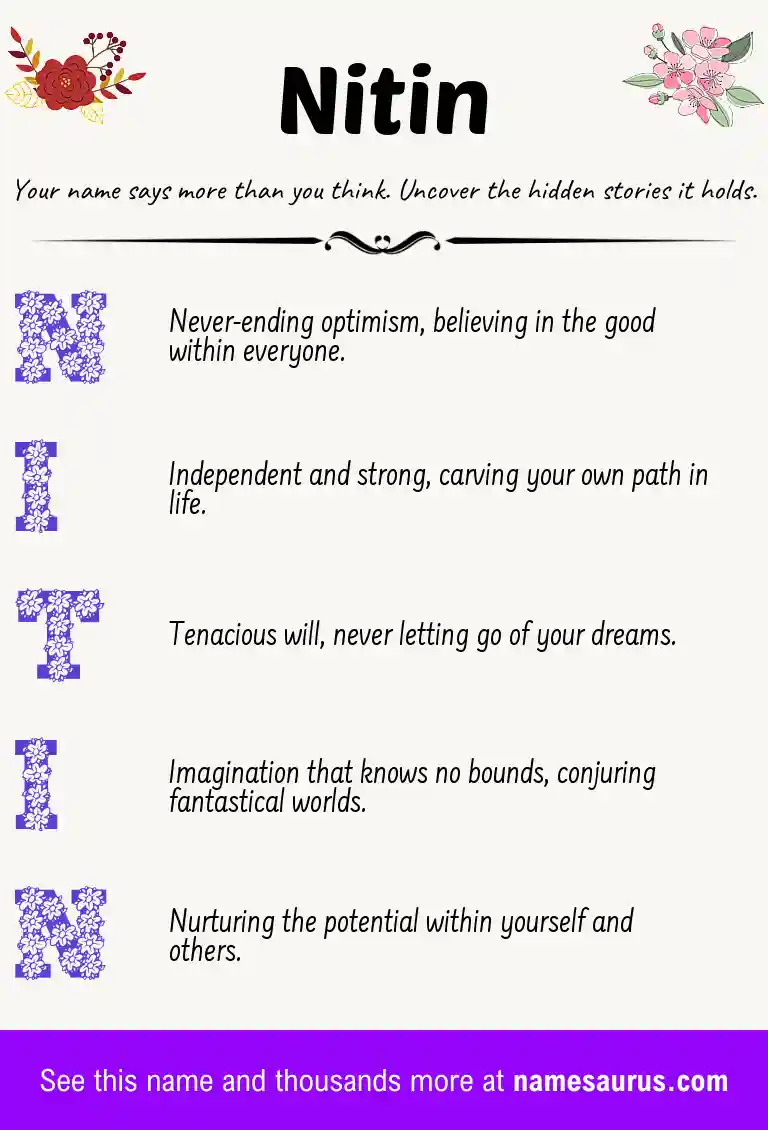 Acrostic poem about Nitin.