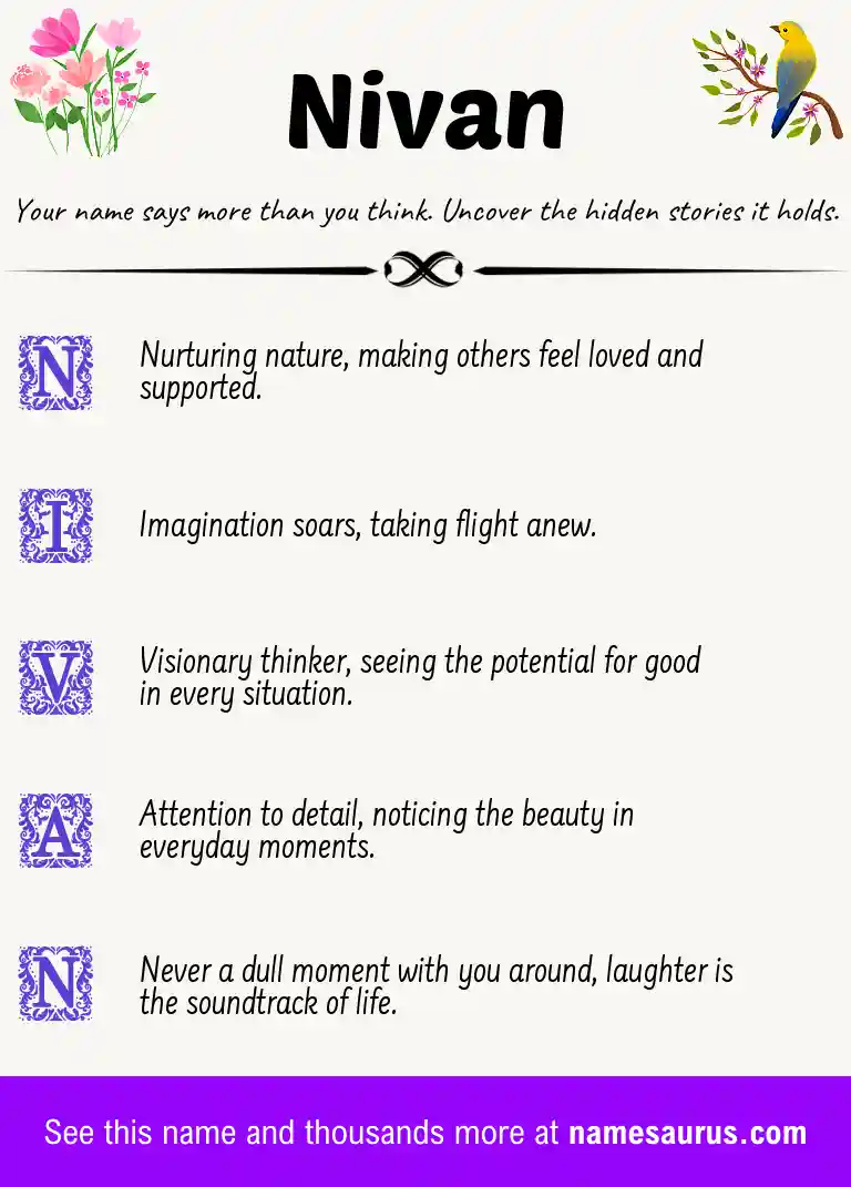Acrostic poem about Nivan.