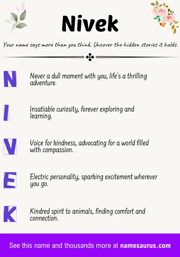 Acrostic poem about Nivek.