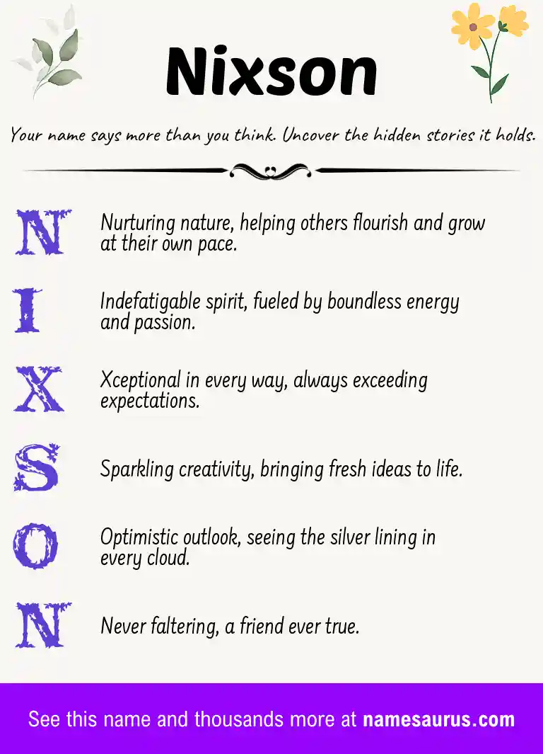 Acrostic poem about Nixson.
