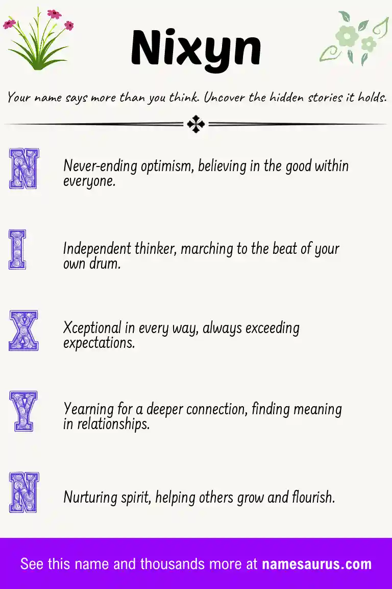 Acrostic poem about Nixyn.