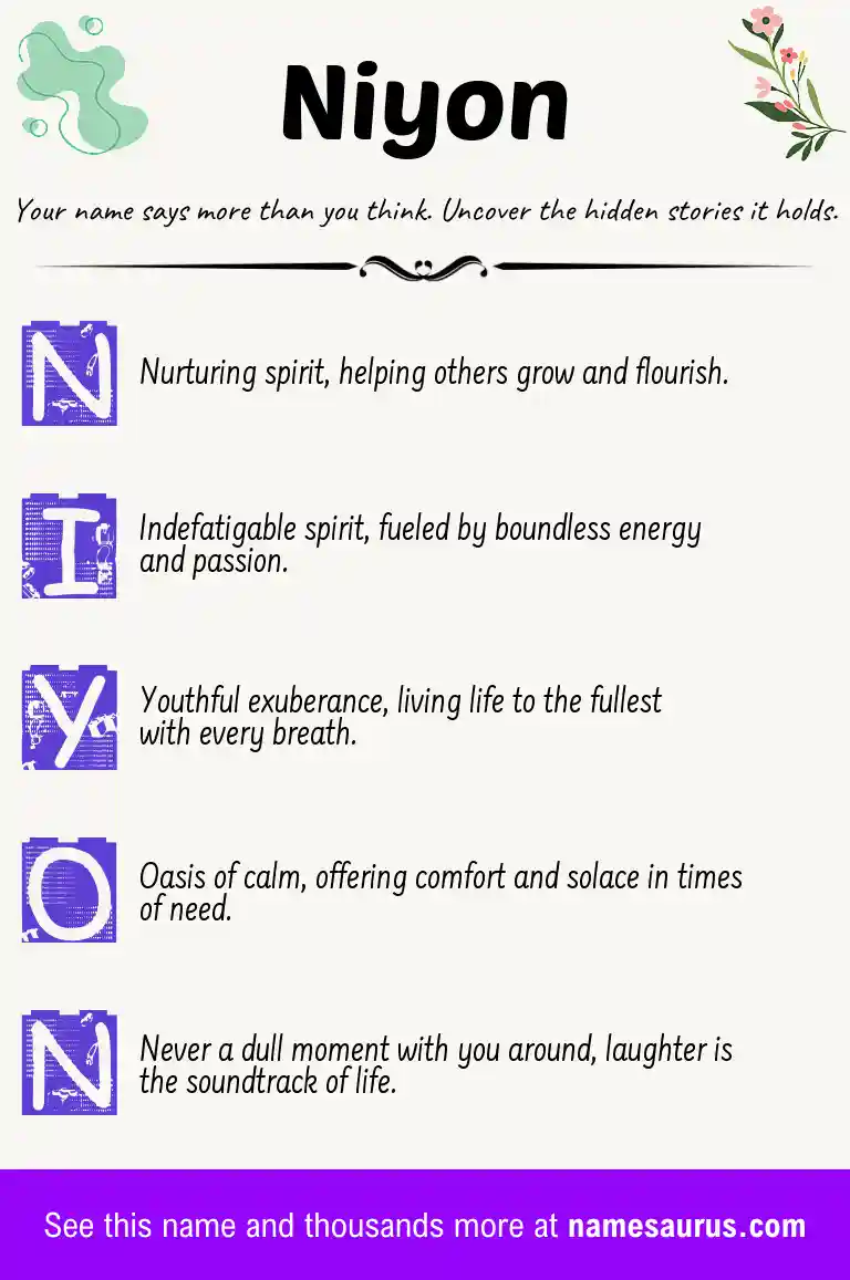 Acrostic poem about Niyon.