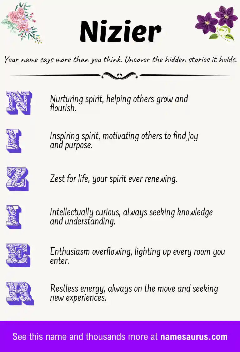 Acrostic poem about Nizier.