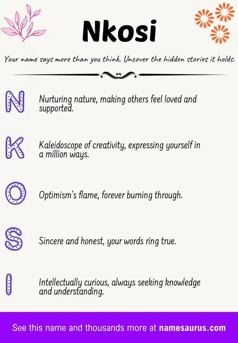 Acrostic poem about Nkosi.
