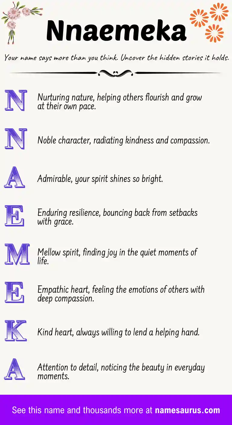 Acrostic poem about Nnaemeka.