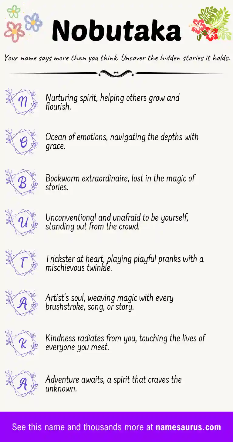 Acrostic poem about Nobutaka.