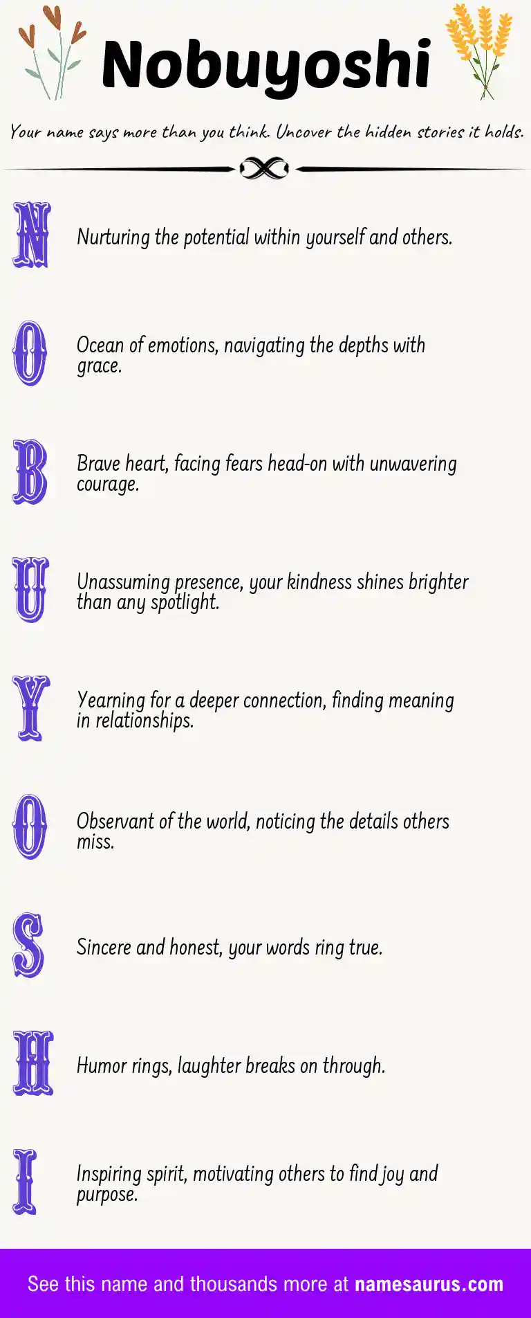 Acrostic poem about Nobuyoshi.