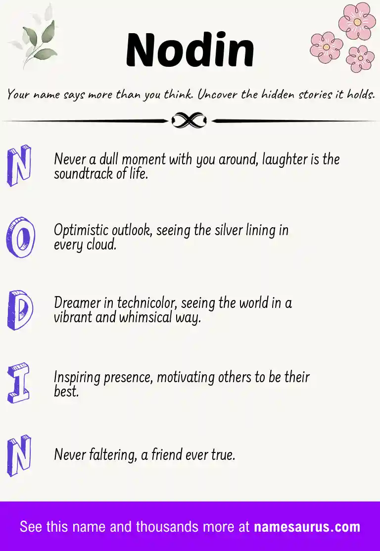 Acrostic poem about Nodin.