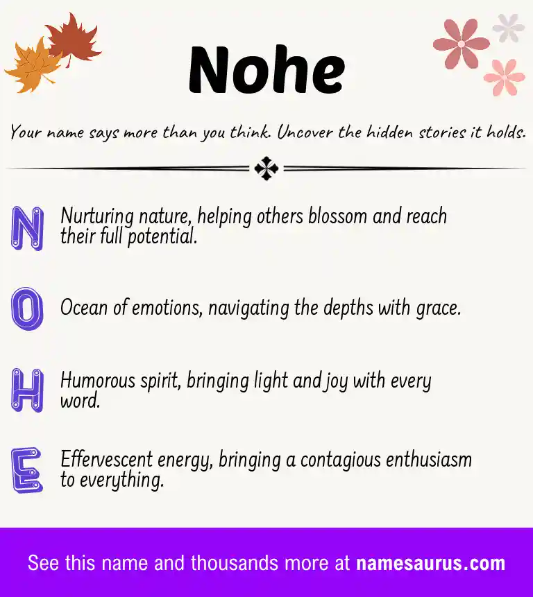 Acrostic poem about Nohe.