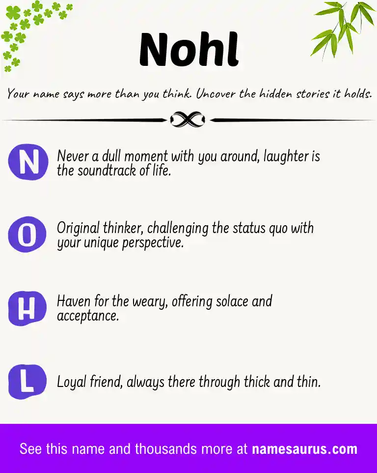 Acrostic poem about Nohl.