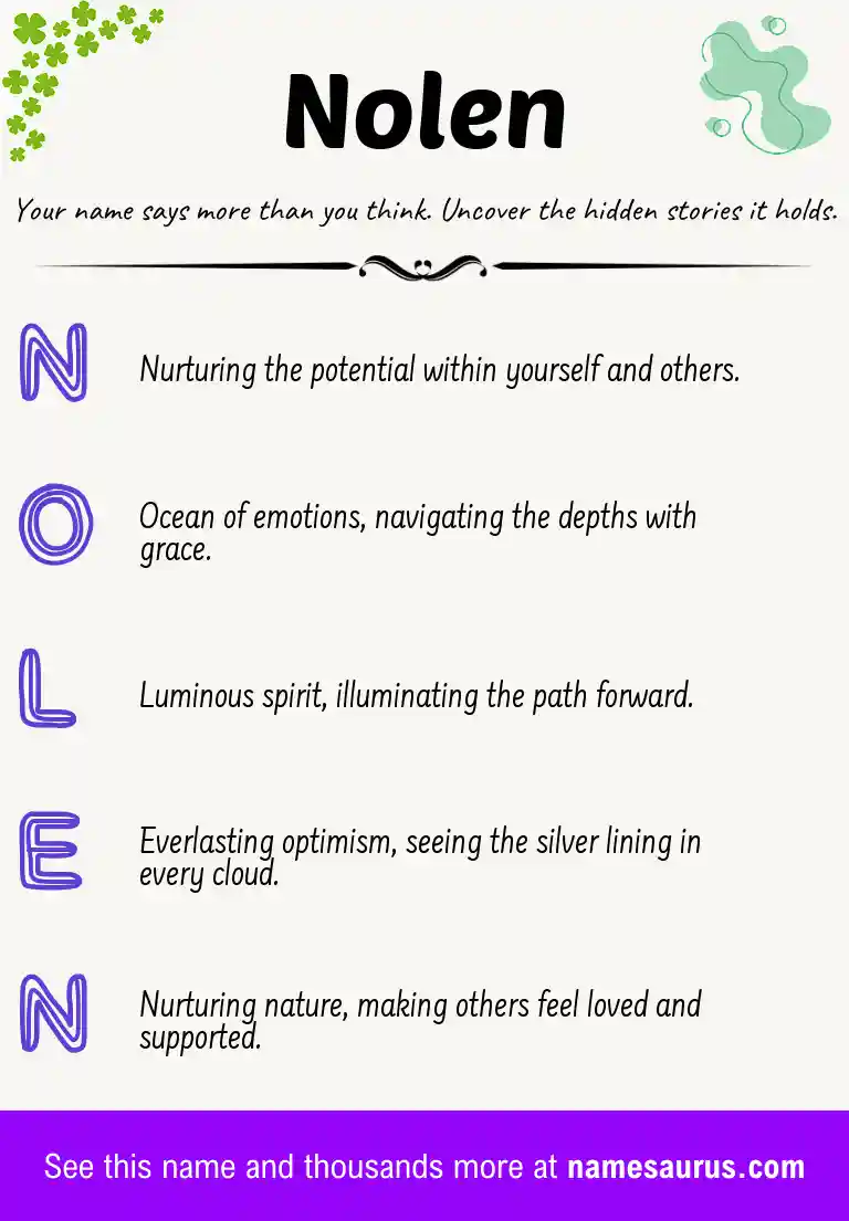 Acrostic poem about Nolen.