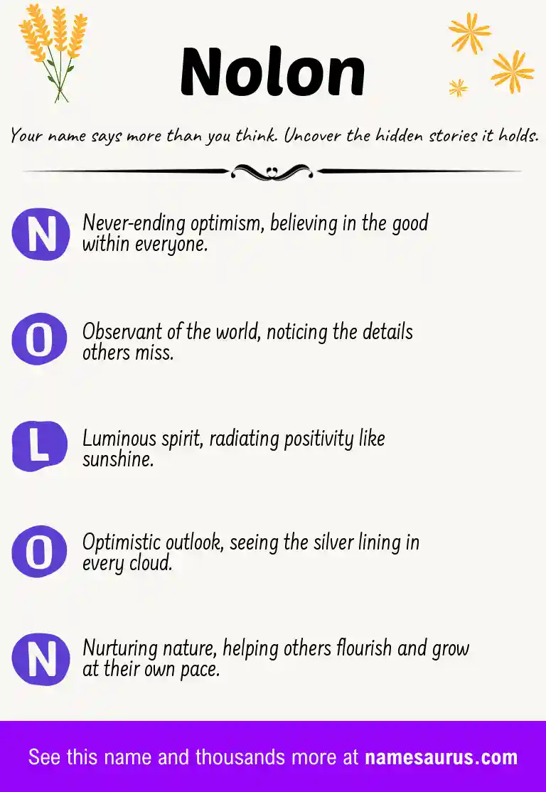 Acrostic poem about Nolon.