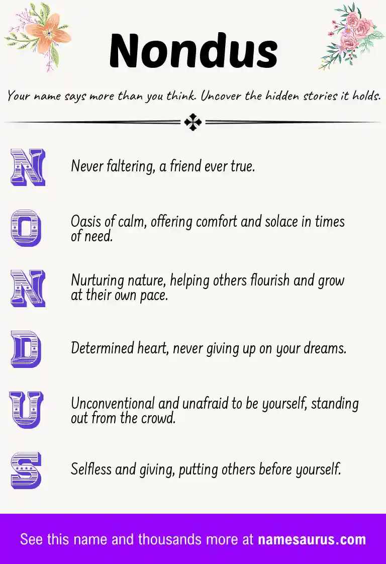 Acrostic poem about Nondus.