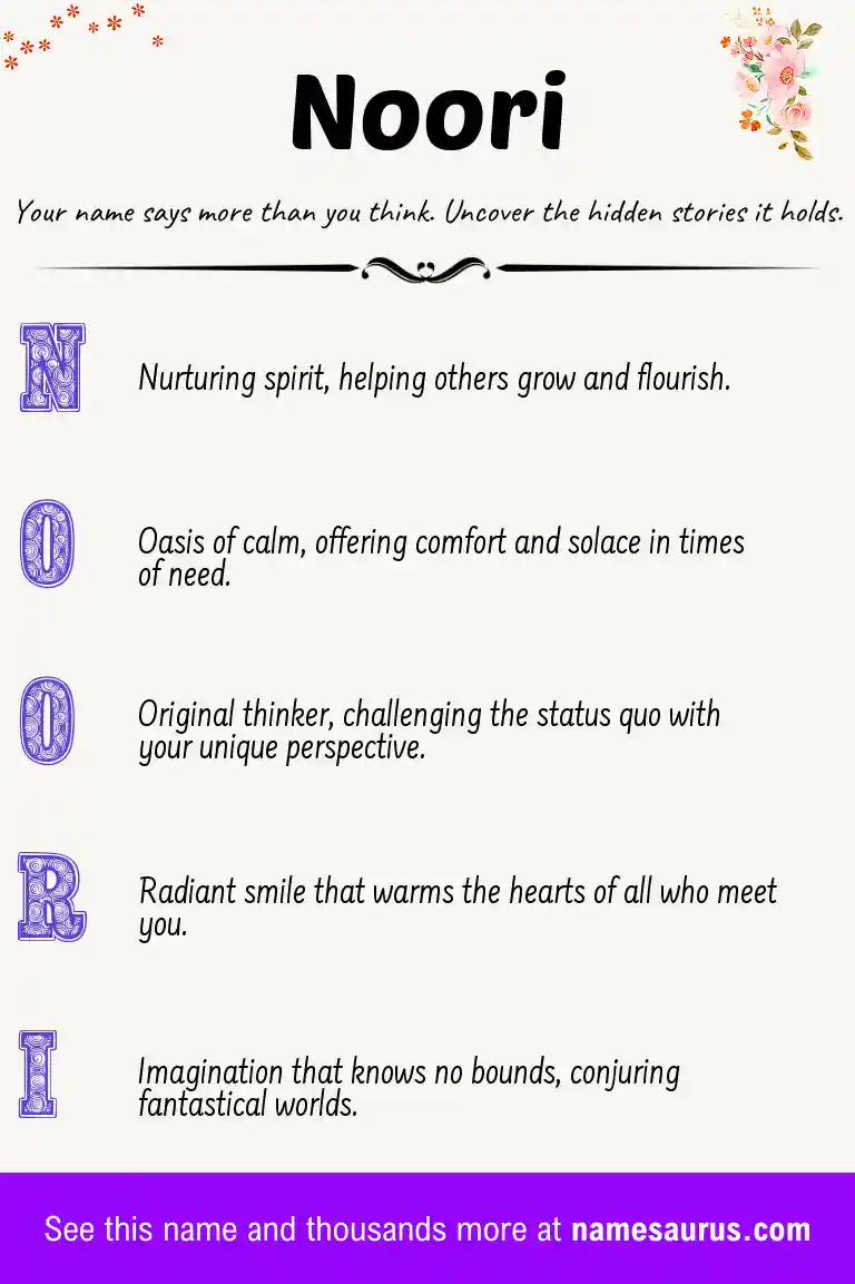 Acrostic poem about Noori.
