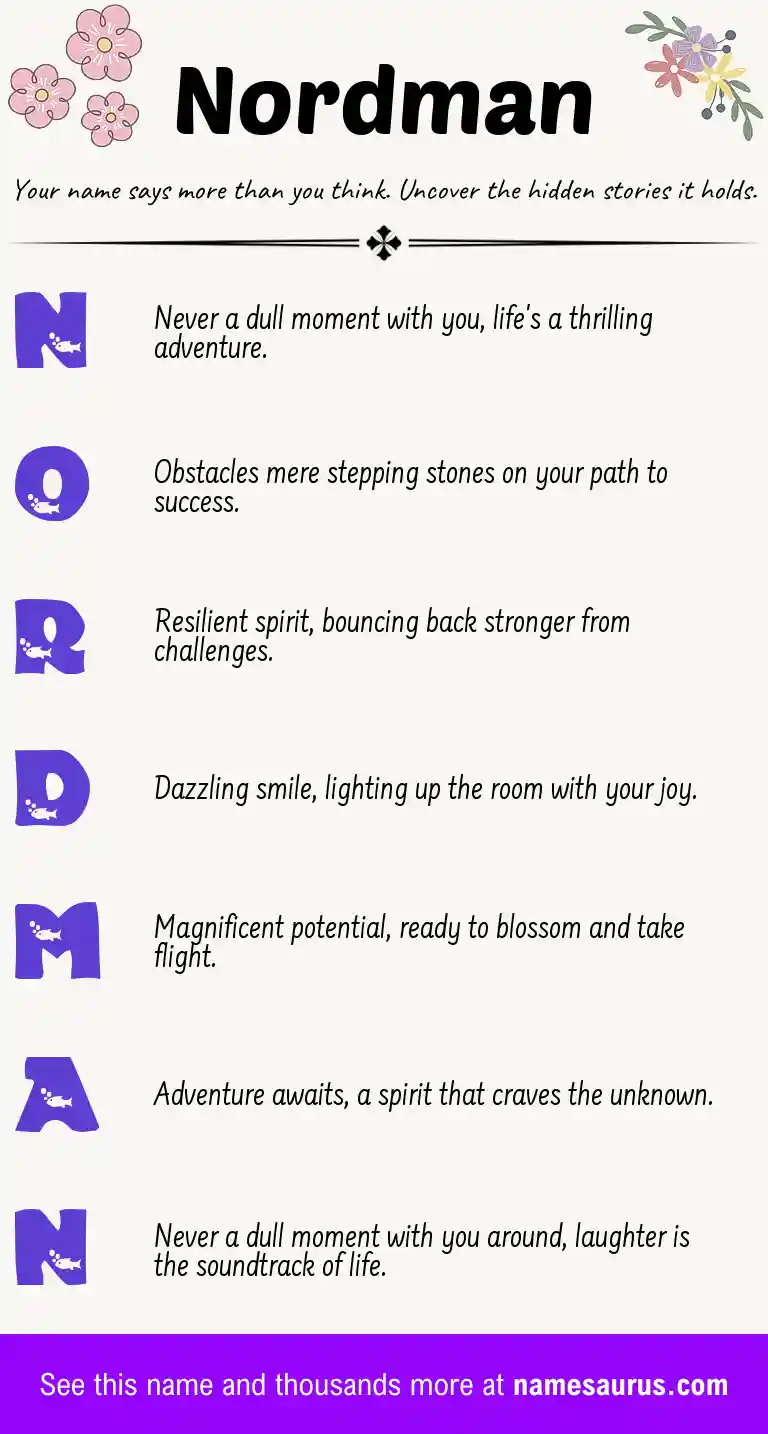 Acrostic poem about Nordman.
