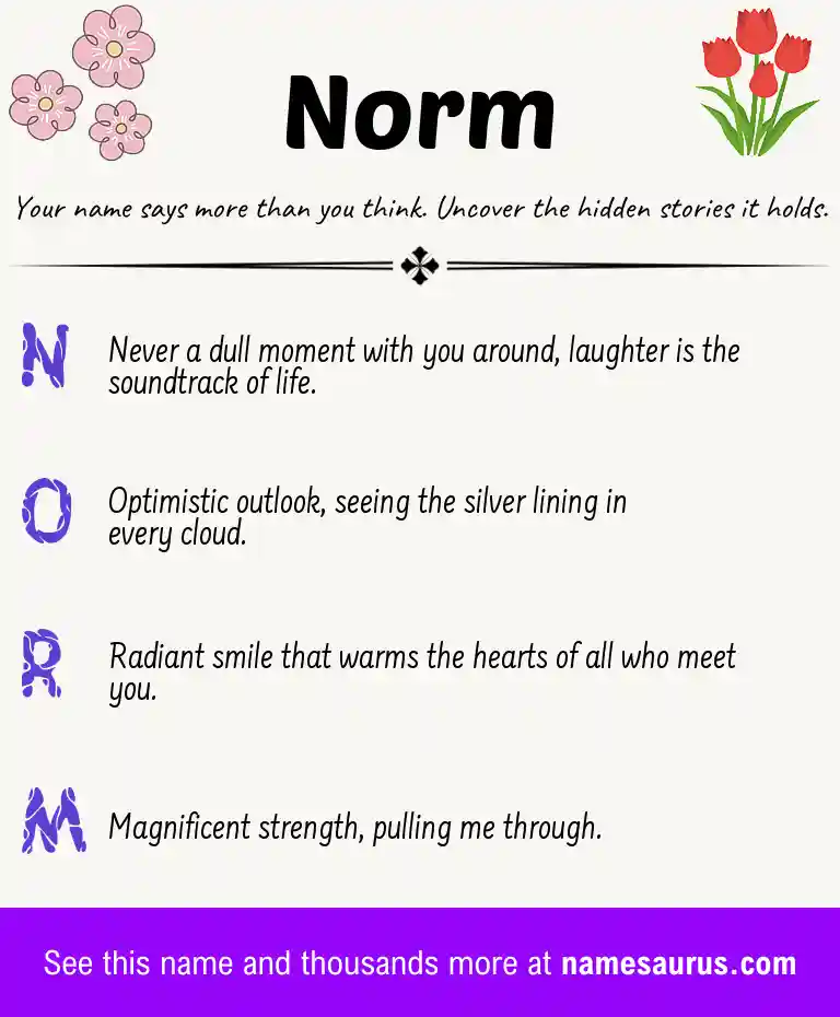 Acrostic poem about Norm.