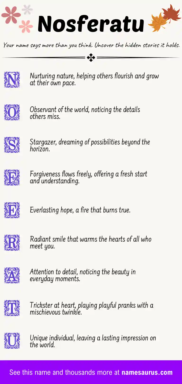 Acrostic poem about Nosferatu.