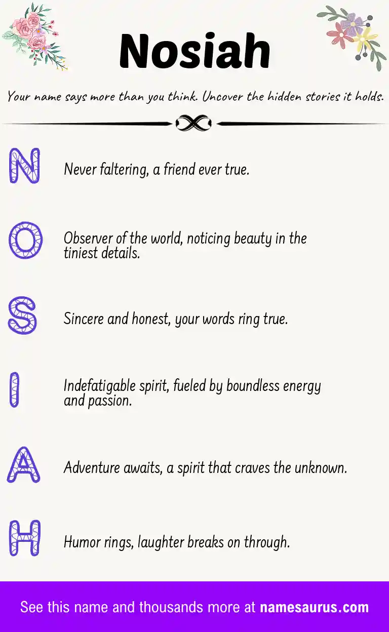 Acrostic poem about Nosiah.