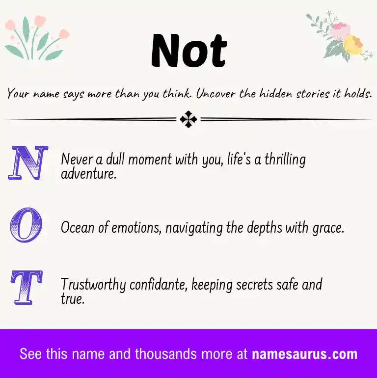 Acrostic poem about Not.