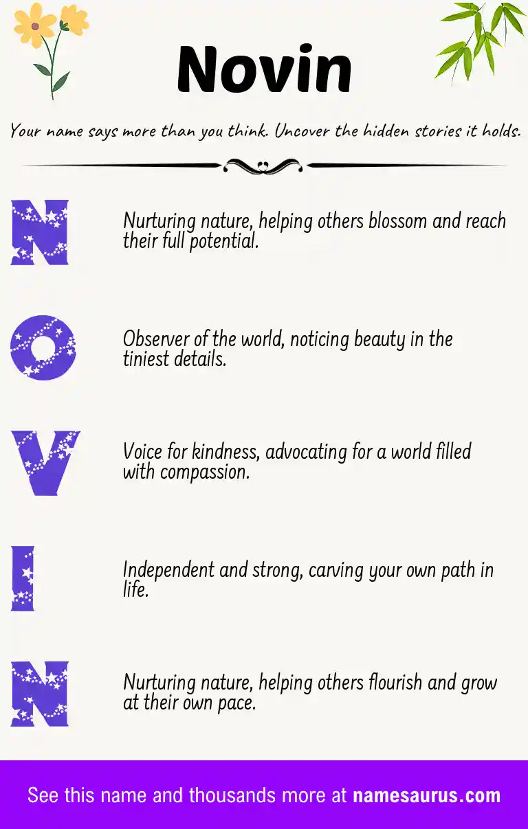 Acrostic poem about Novin.