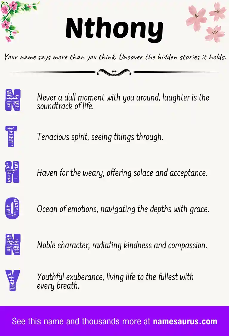 Acrostic poem about Nthony.