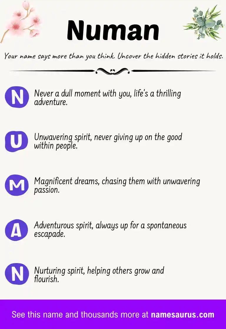 Acrostic poem about Numan.