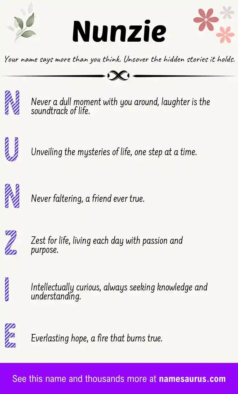 Acrostic poem about Nunzie.